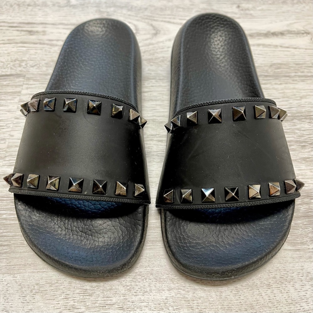 Valentino Rockstud Slides Sandals